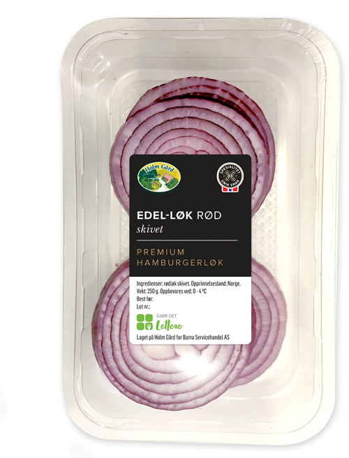Hamburgerløk rød, skivet 250 g