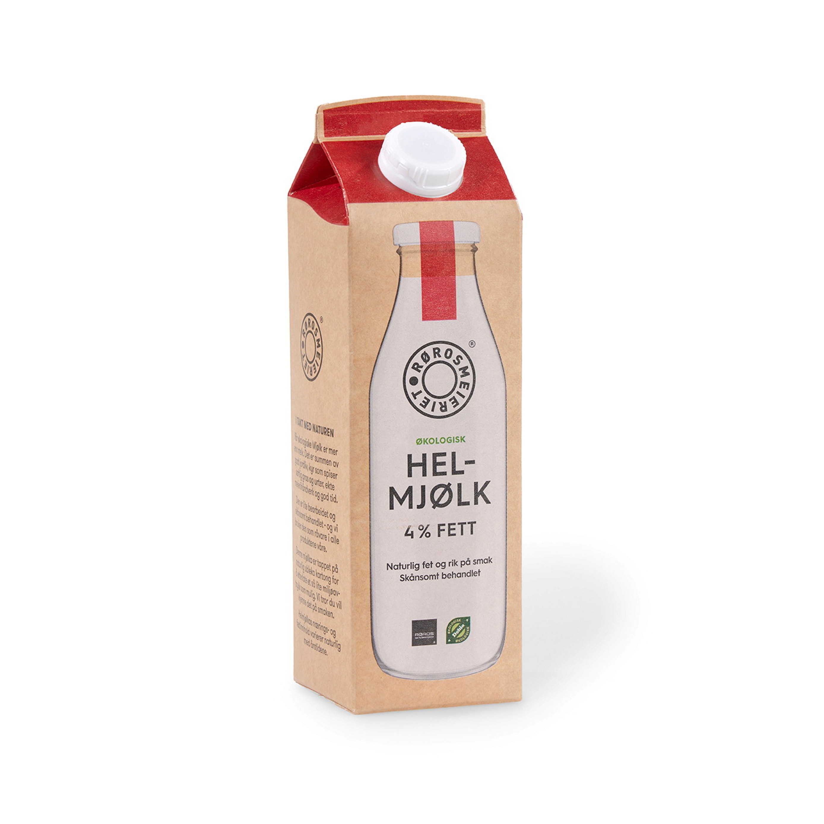 Røros Hel Mjølk 4% 1 L