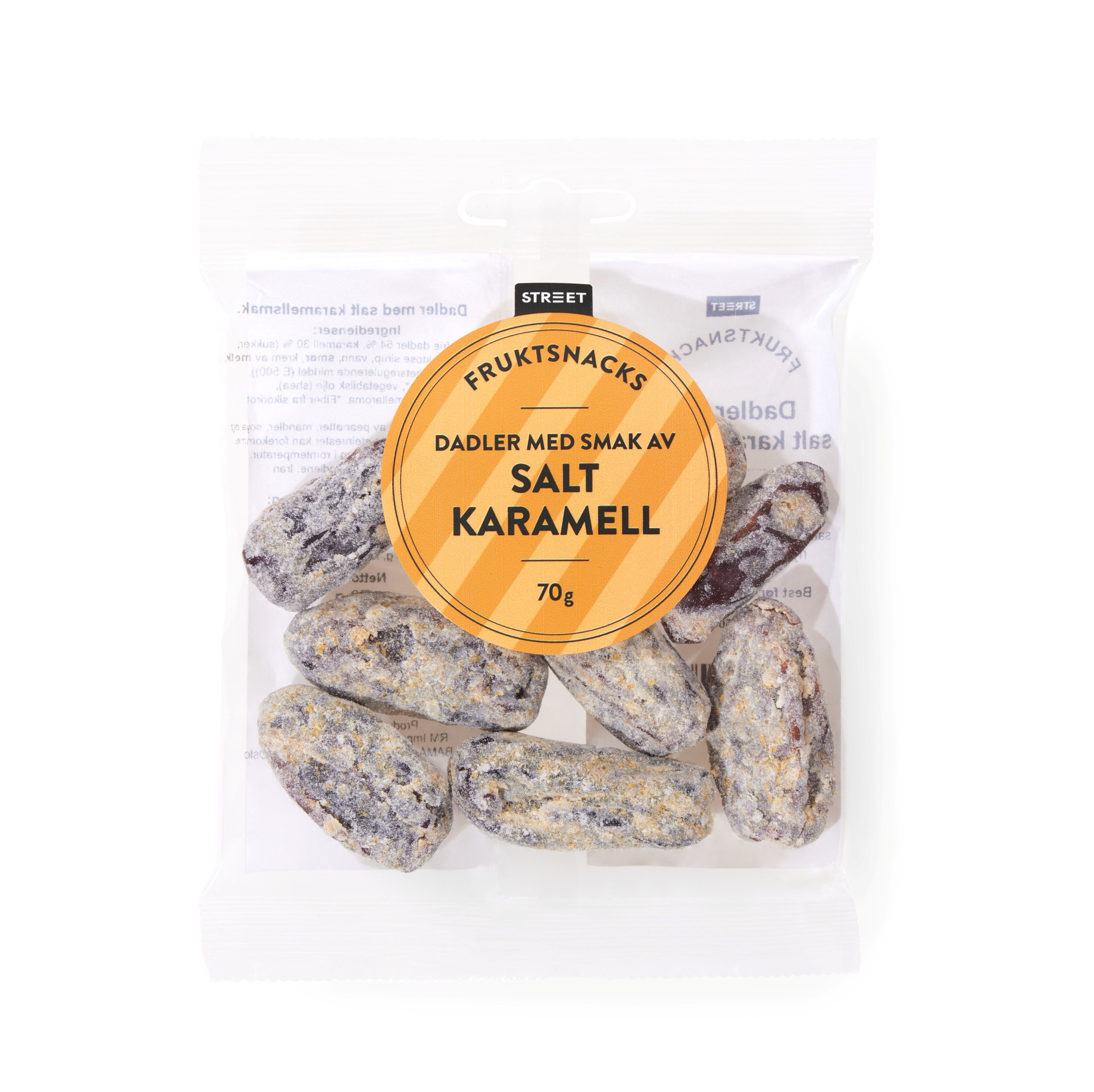 Street dadler med smak av salt karamel 70 g
