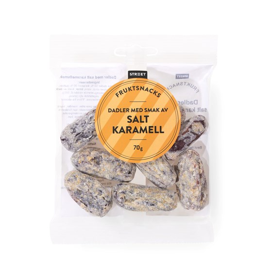 Street dadler med smak av salt karamel 70 g