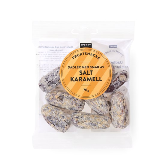 Street dadler med smak av salt karamel 70 g
