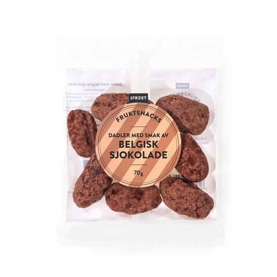Street dadler med belgisk sjokolade 70 g