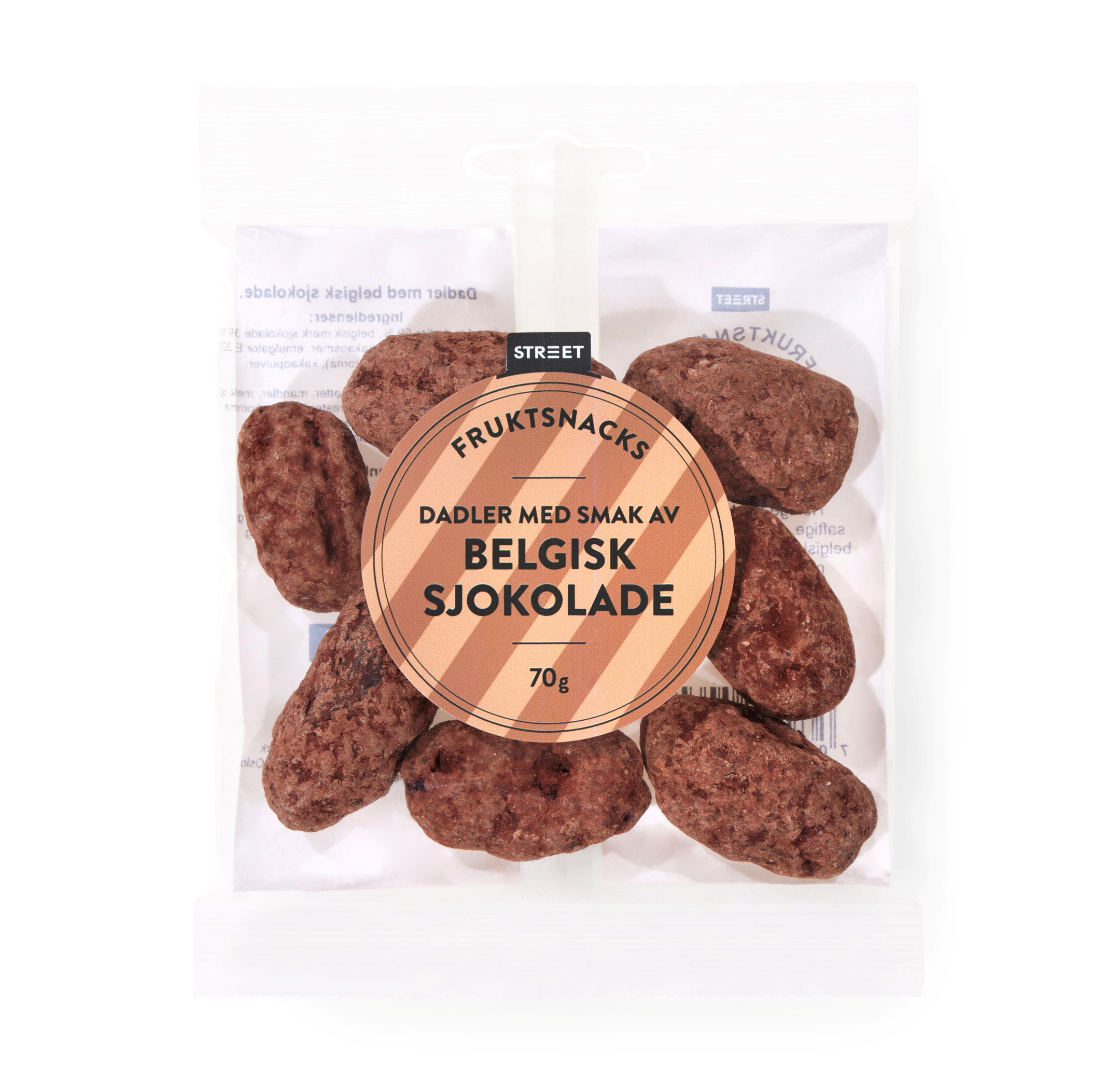 Street dadler med belgisk sjokolade 70 g