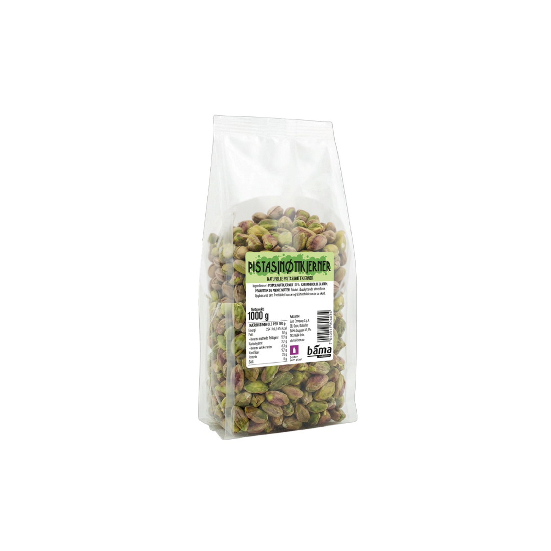 PISTASJENØTTKJERNE U/SALT 1 KG